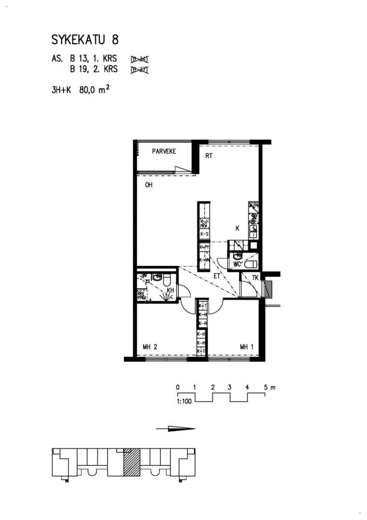 pohjakuva sykekatu 8 13 b; sykekatu 8 b 19 (id 2836)