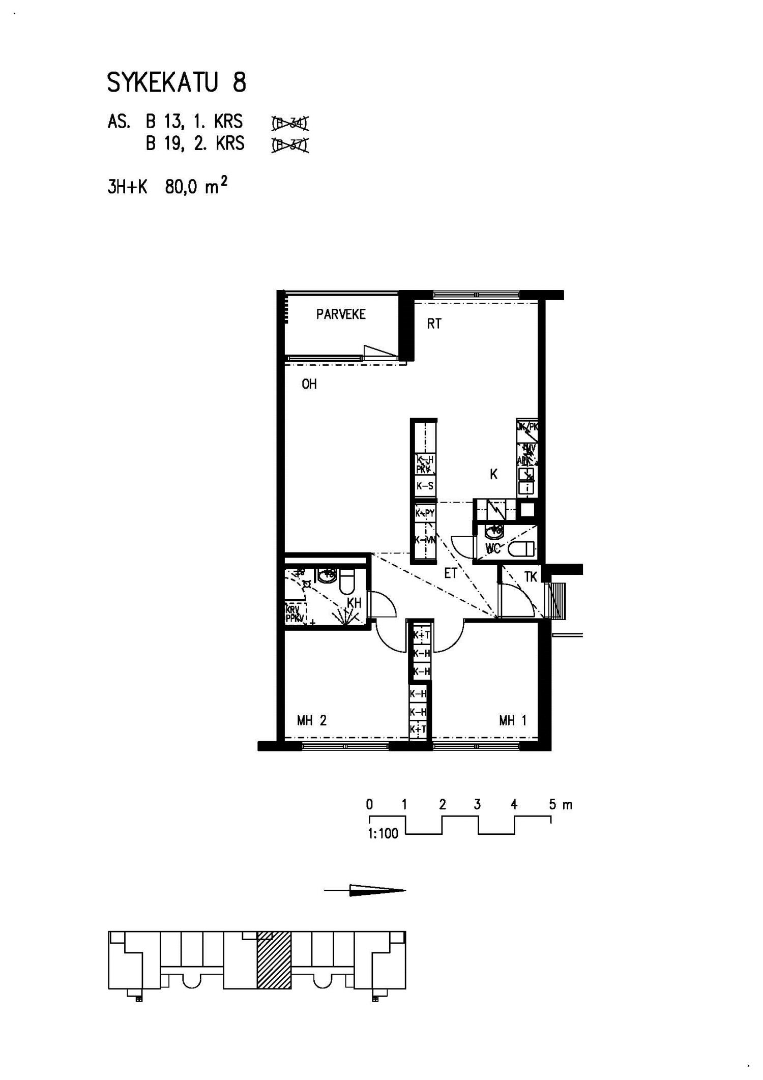 pohjakuva sykekatu 8 13 b; sykekatu 8 b 19 (id 2836)